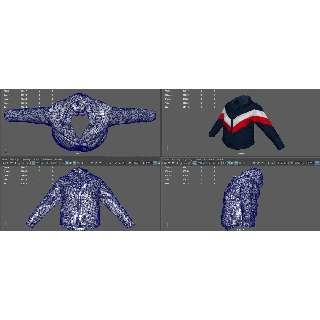 Winter Jacket 3D Model – Low Poly Fashion Asset, PBR Textures