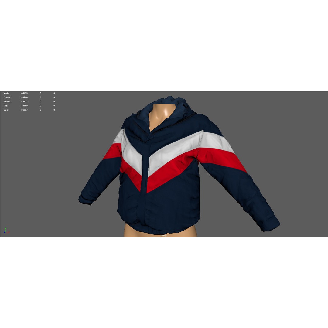 Winter Jacket 3D Model – Low Poly Fashion Asset, PBR Textures - View 10
