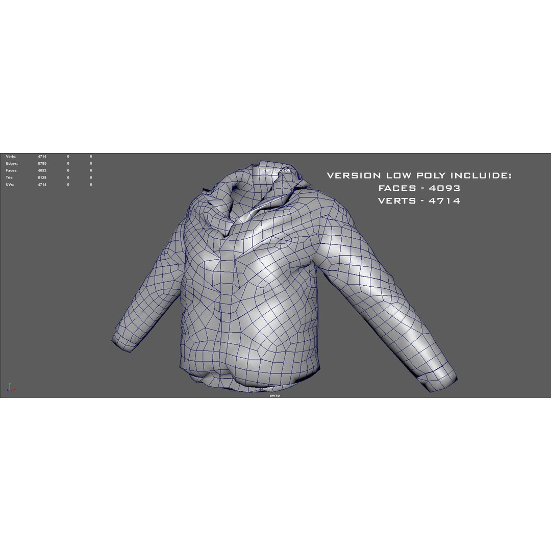 Winter Jacket 3D Model – Low Poly Fashion Asset, PBR Textures - View 14