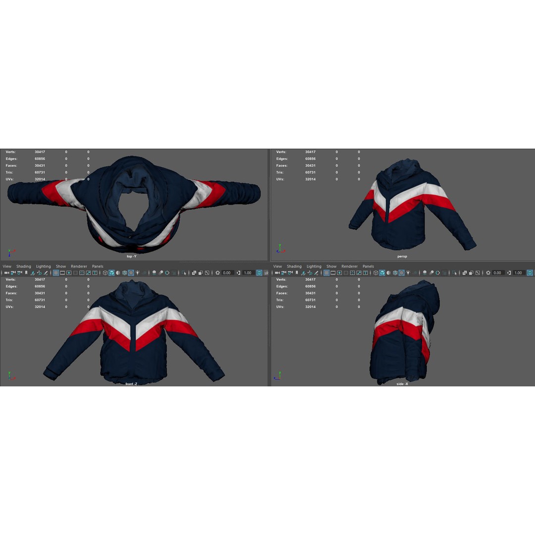Winter Jacket 3D Model – Low Poly Fashion Asset, PBR Textures - View 17