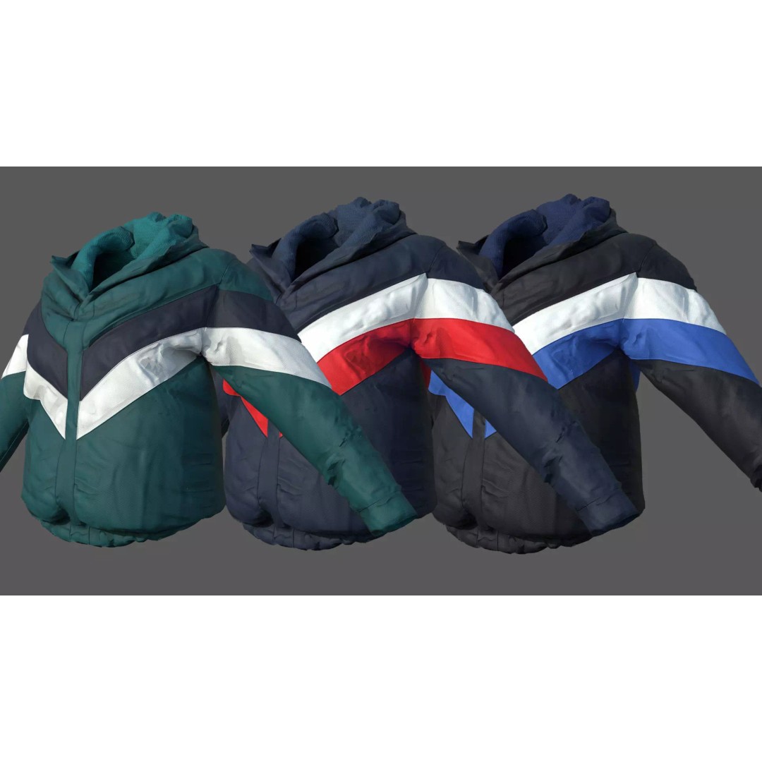 Winter Jacket 3D Model – Low Poly Fashion Asset, PBR Textures - View 2