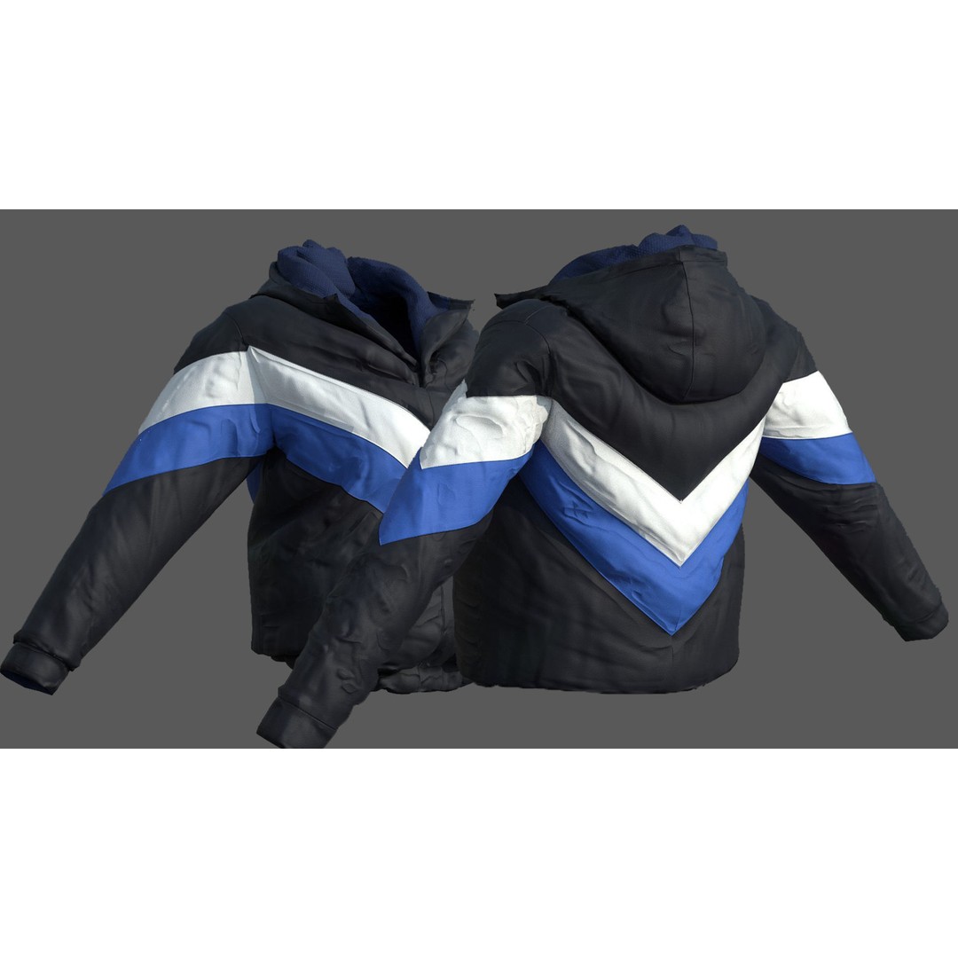 Winter Jacket 3D Model – Low Poly Fashion Asset, PBR Textures - View 3