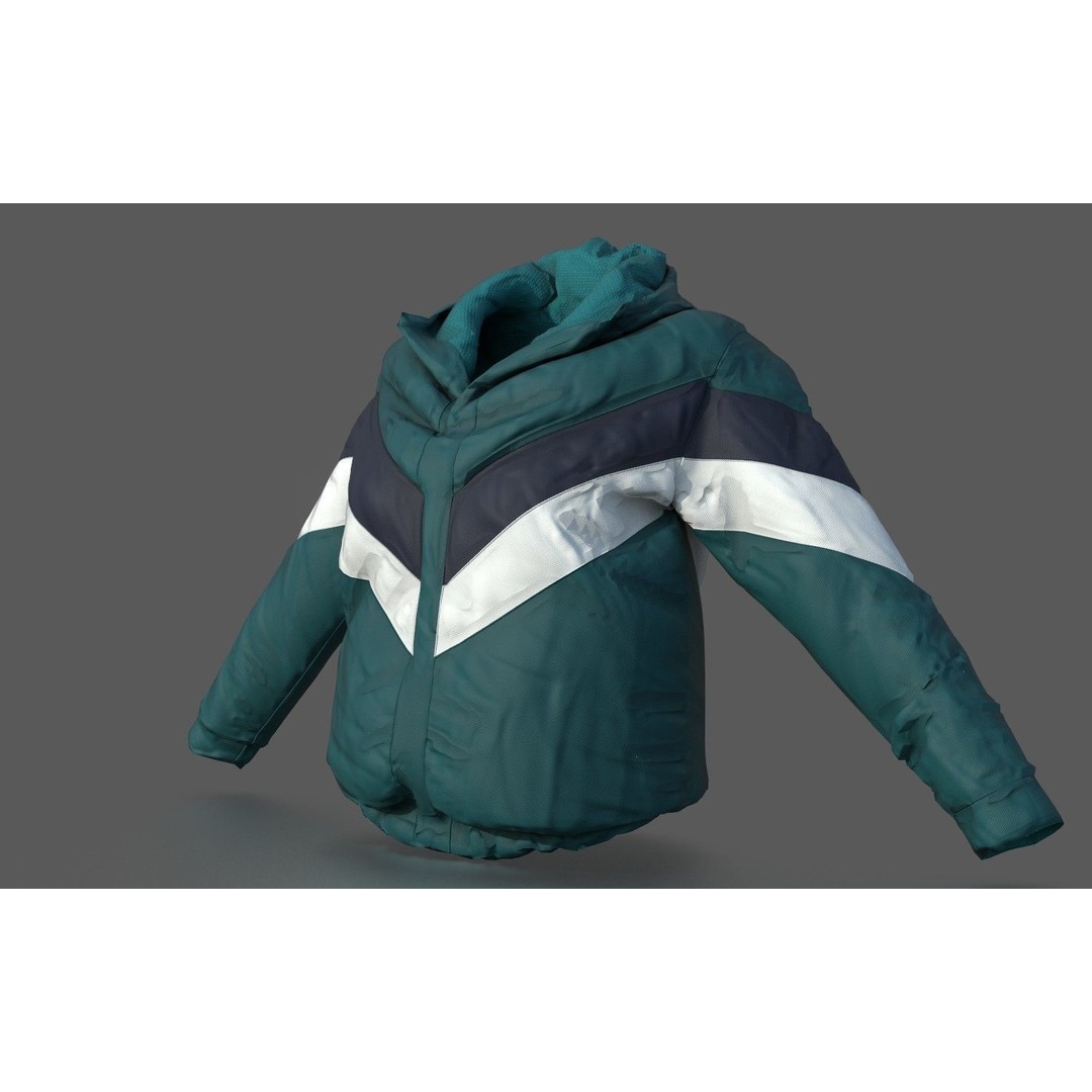 Winter Jacket 3D Model – Low Poly Fashion Asset, PBR Textures - View 4