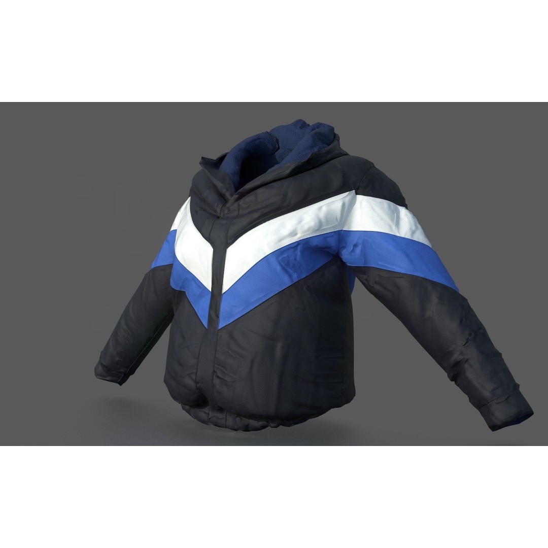 Winter Jacket 3D Model – Low Poly Fashion Asset, PBR Textures - View 5