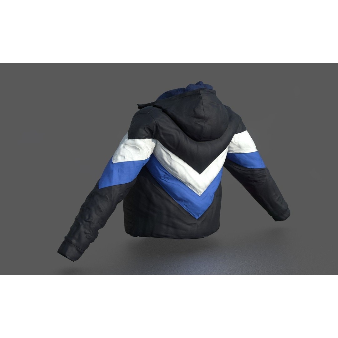 Winter Jacket 3D Model – Low Poly Fashion Asset, PBR Textures - View 6