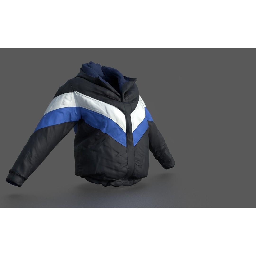 Winter Jacket 3D Model – Low Poly Fashion Asset, PBR Textures - View 7