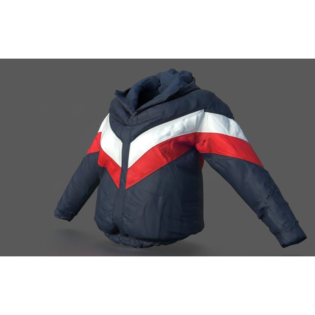 Winter Jacket 3D Model – Low Poly Fashion Asset, PBR Textures - View 8