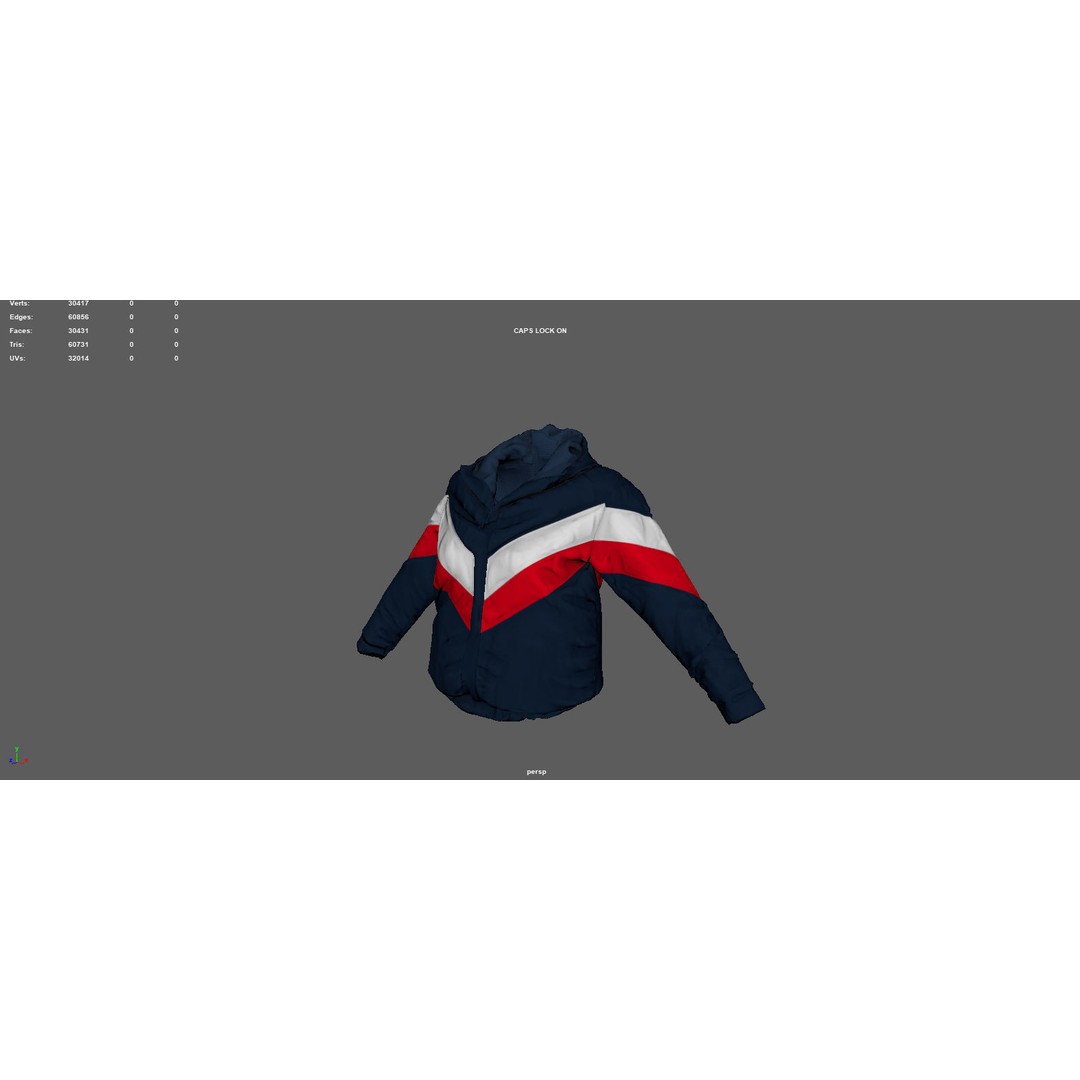 Winter Jacket 3D Model – Low Poly Fashion Asset, PBR Textures - View 9