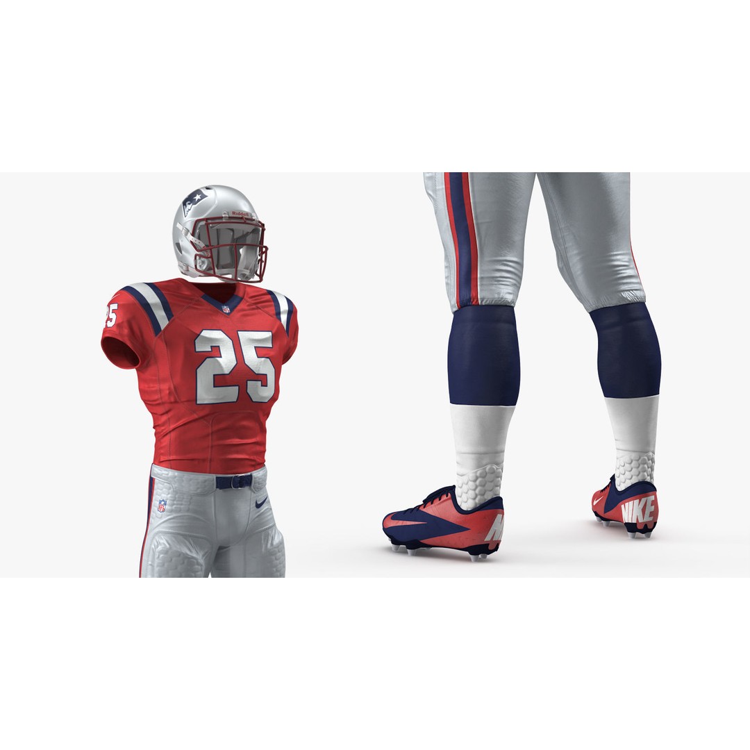 New England Patriots Football Player Uniform 3D Model – PBR Game-Ready Asset, FBX - View 12