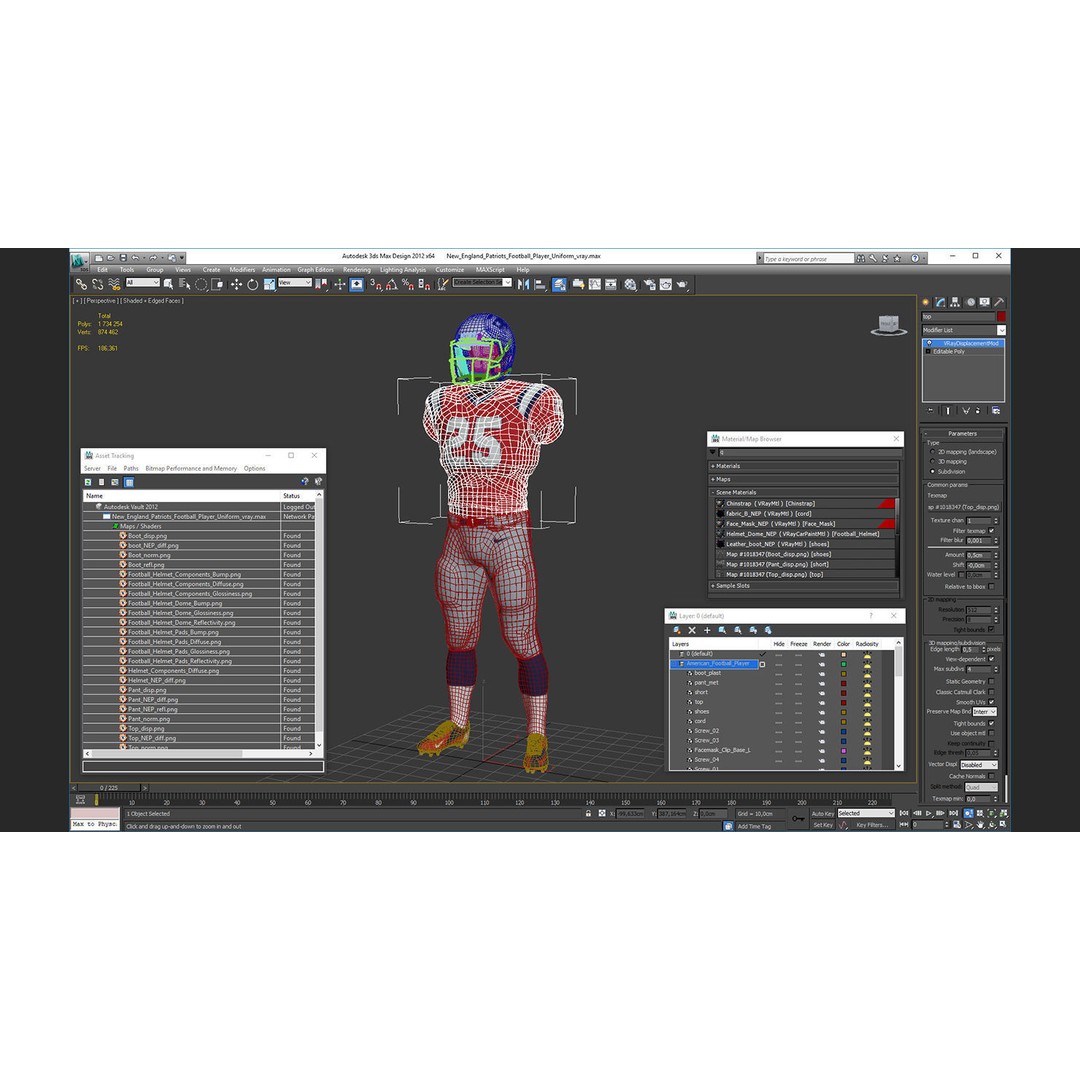New England Patriots Football Player Uniform 3D Model – PBR Game-Ready Asset, FBX - View 23