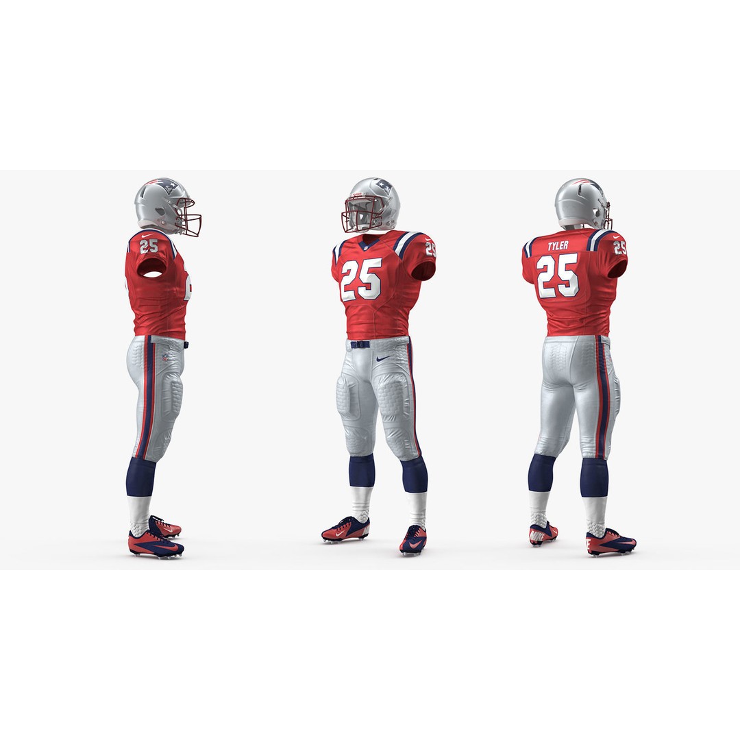 New England Patriots Football Player Uniform 3D Model – PBR Game-Ready Asset, FBX - View 3