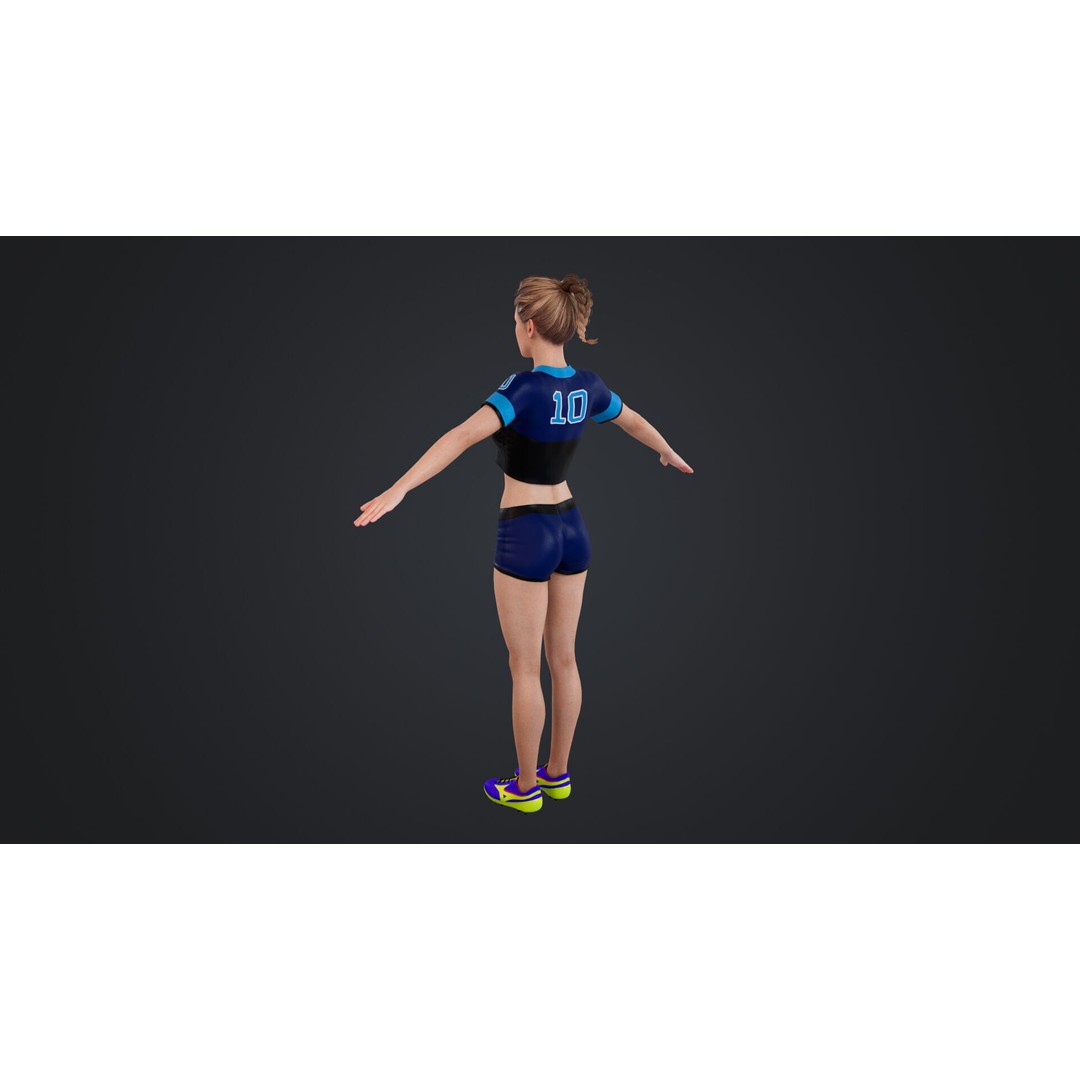 Football Babes 3D Model – High Poly Rigged Character, FBX, OBJ - View 10