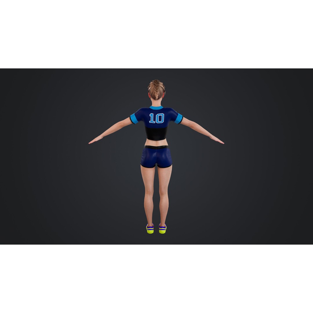Football Babes 3D Model – High Poly Rigged Character, FBX, OBJ - View 11