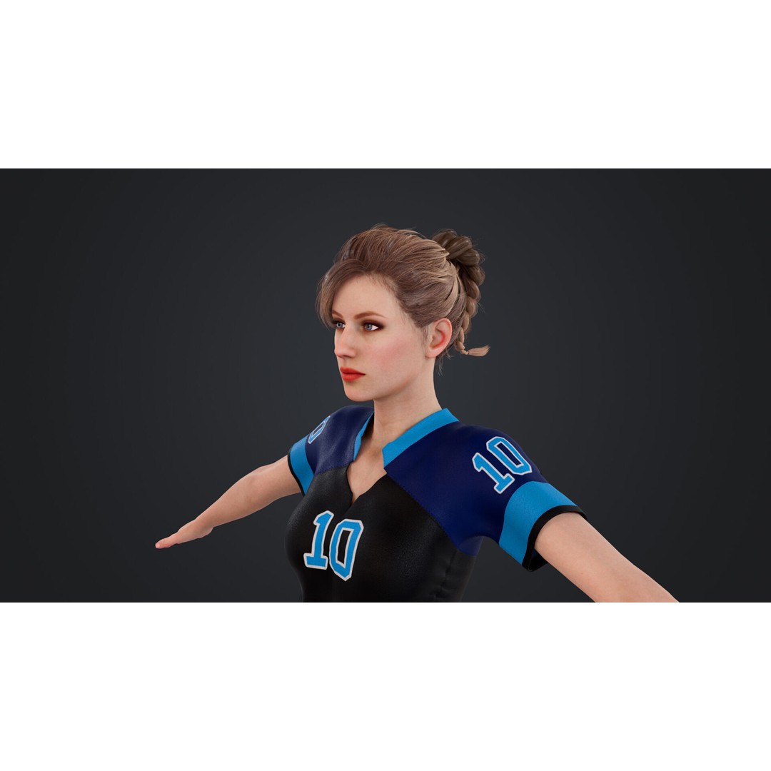 Football Babes 3D Model – High Poly Rigged Character, FBX, OBJ - View 13