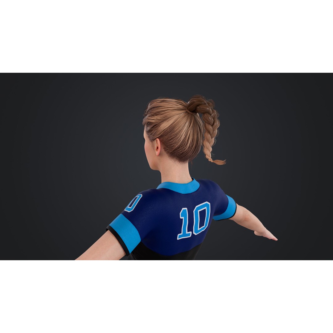 Football Babes 3D Model – High Poly Rigged Character, FBX, OBJ - View 15