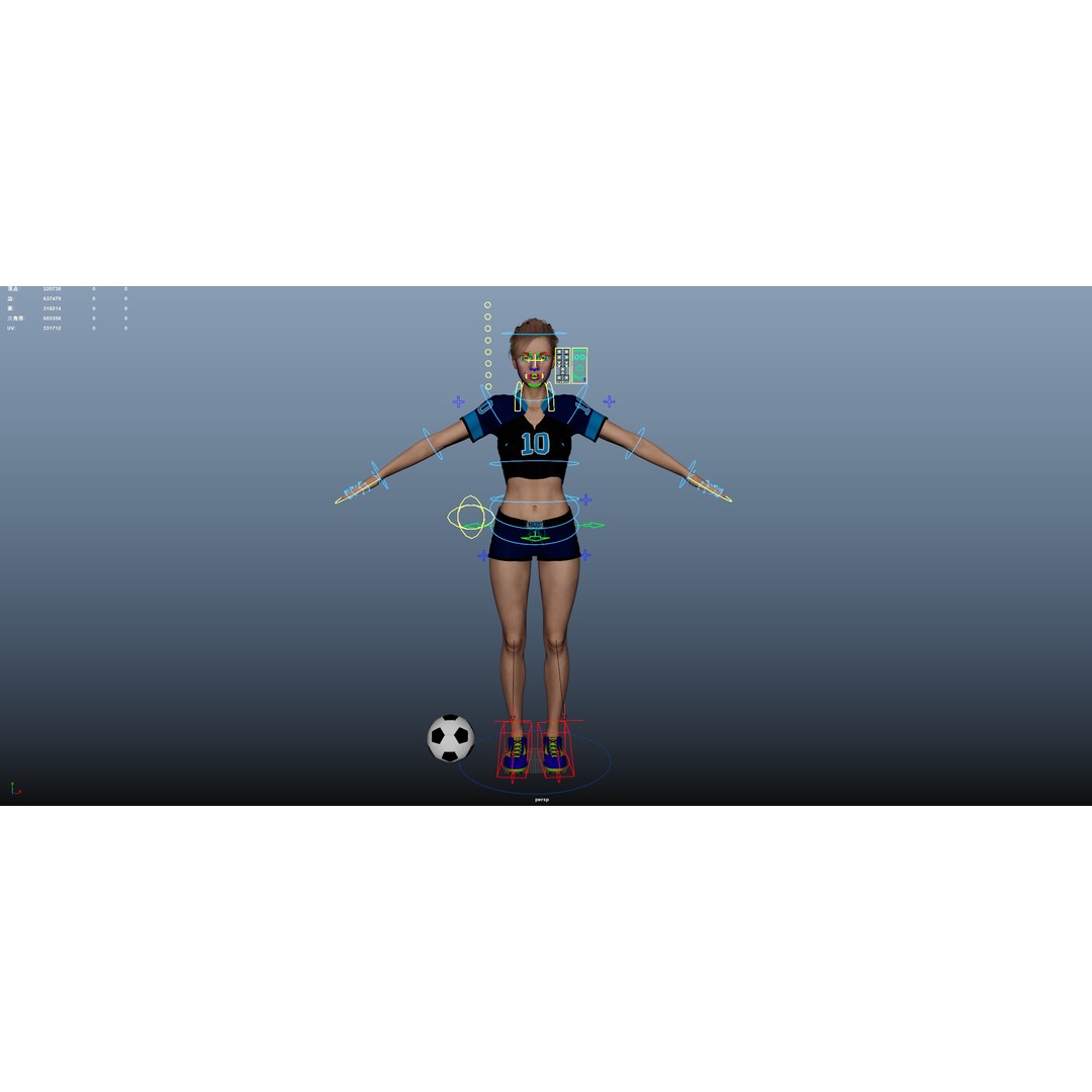 Football Babes 3D Model – High Poly Rigged Character, FBX, OBJ - View 22
