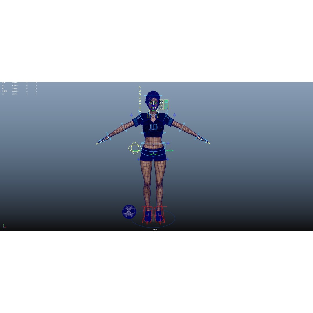 Football Babes 3D Model – High Poly Rigged Character, FBX, OBJ - View 23