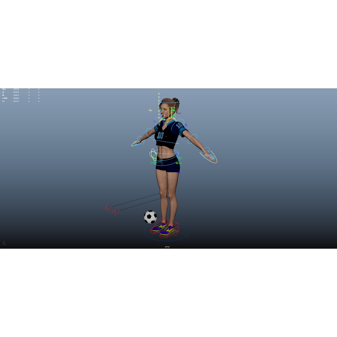 Football Babes 3D Model – High Poly Rigged Character, FBX, OBJ - View 24