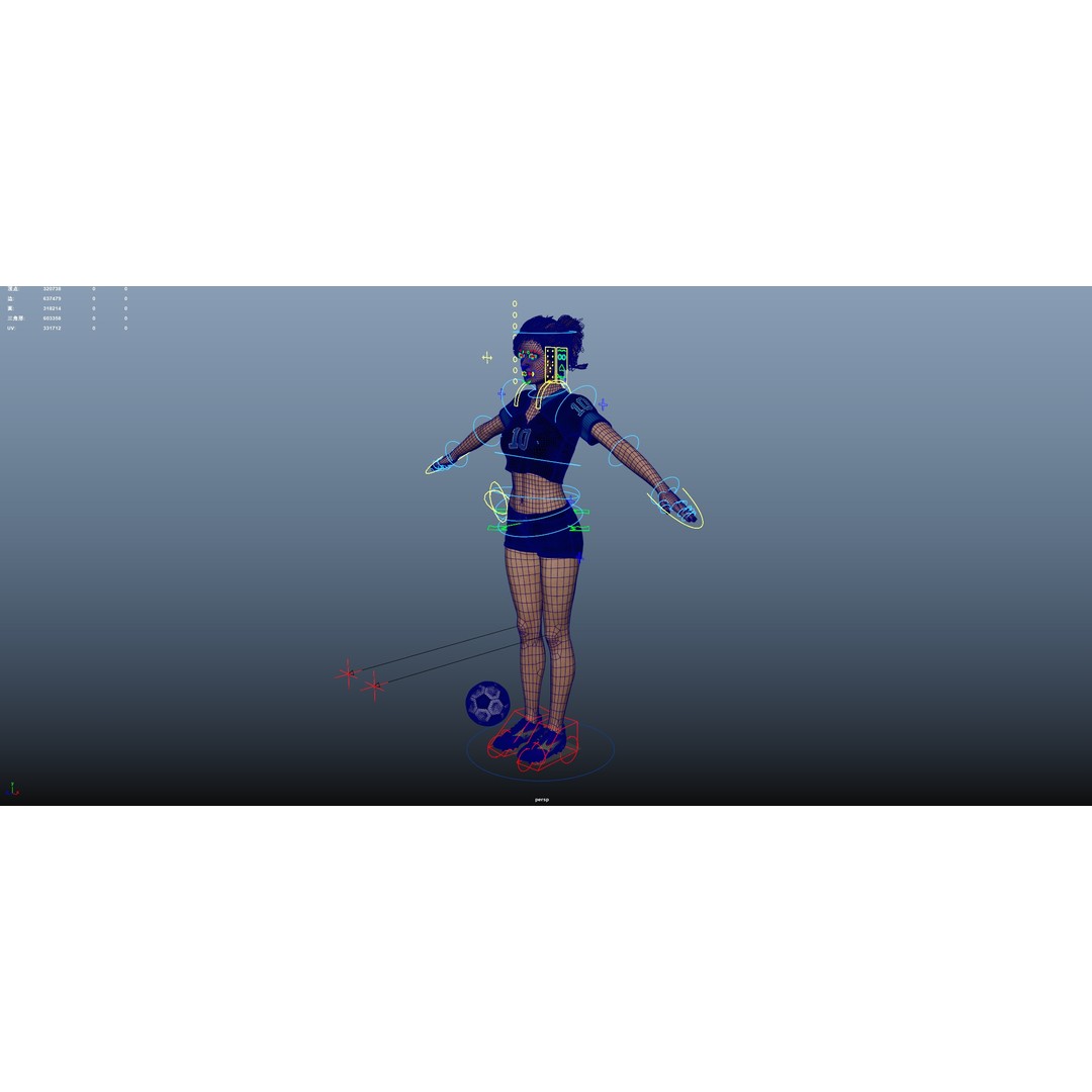 Football Babes 3D Model – High Poly Rigged Character, FBX, OBJ - View 25