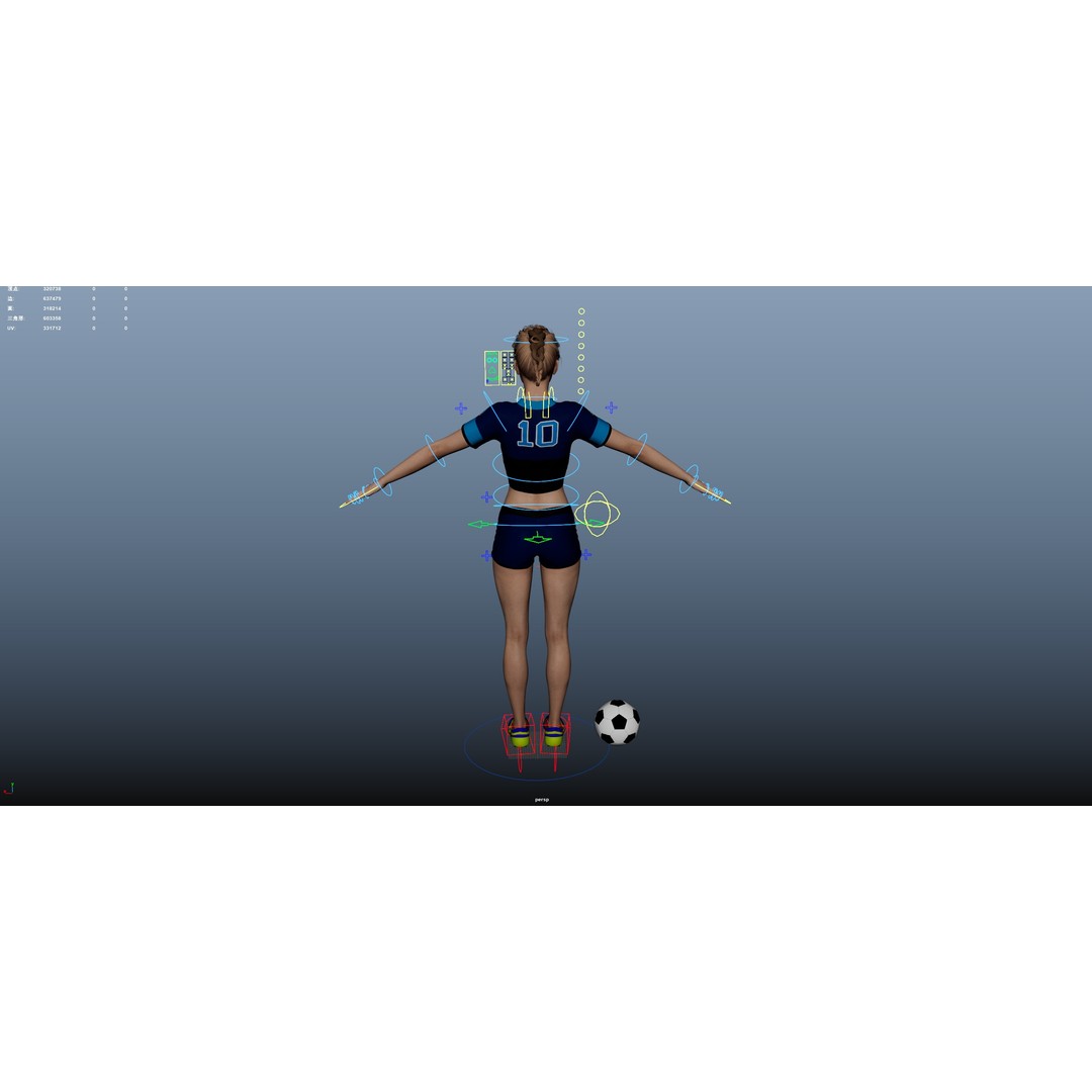 Football Babes 3D Model – High Poly Rigged Character, FBX, OBJ - View 26