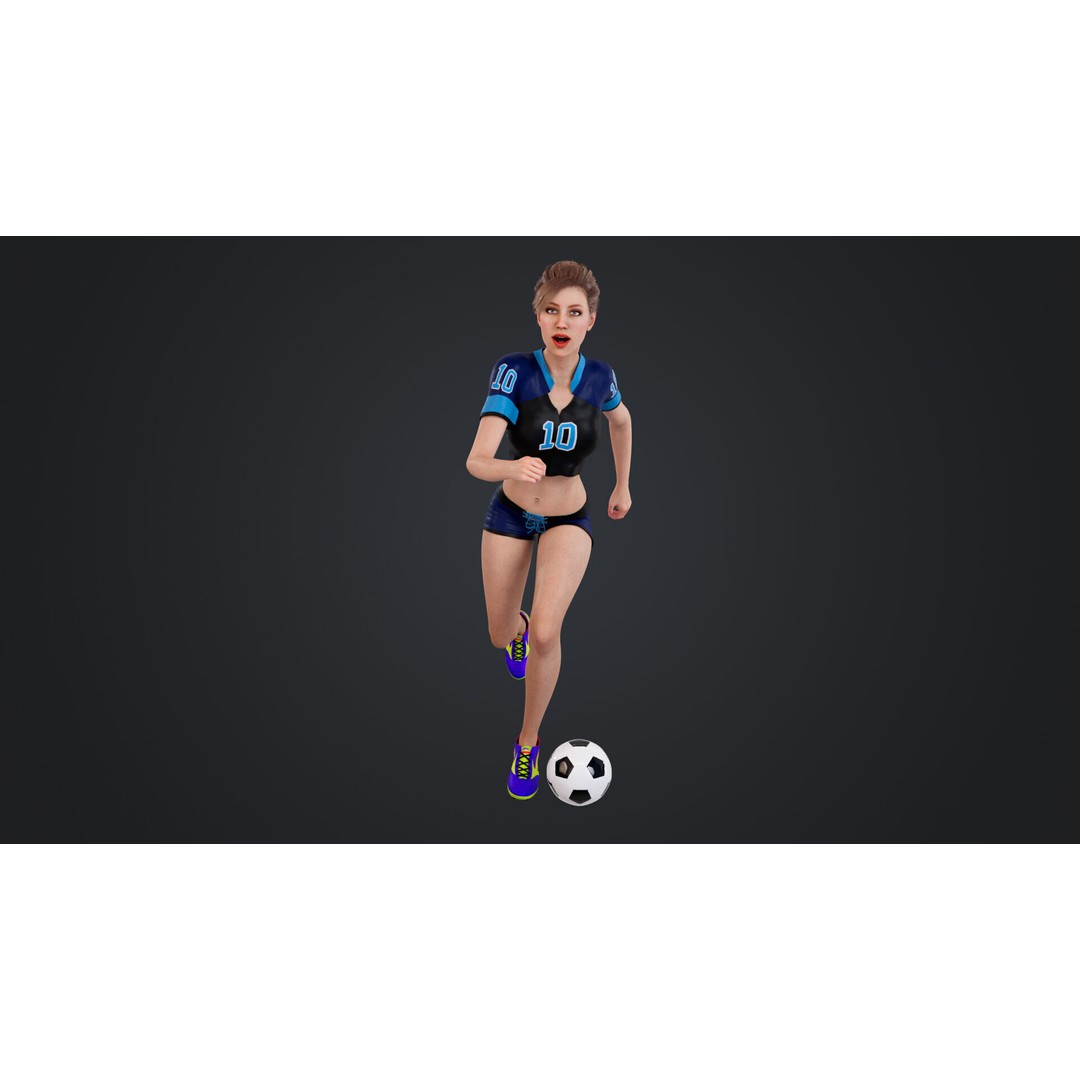 Football Babes 3D Model – High Poly Rigged Character, FBX, OBJ - View 3