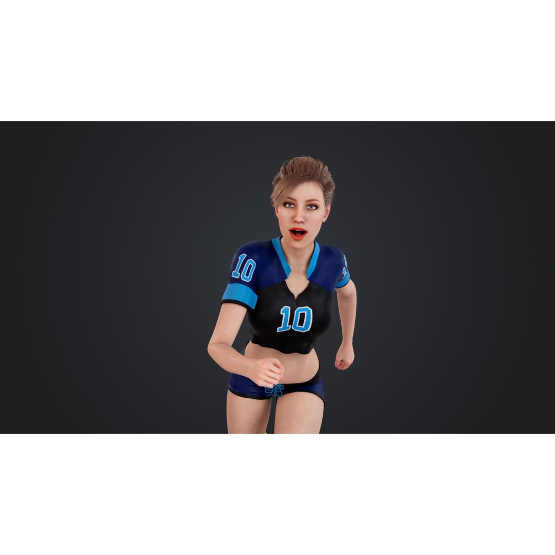 Football Babes 3D Model – High Poly Rigged Character, FBX, OBJ - View 4