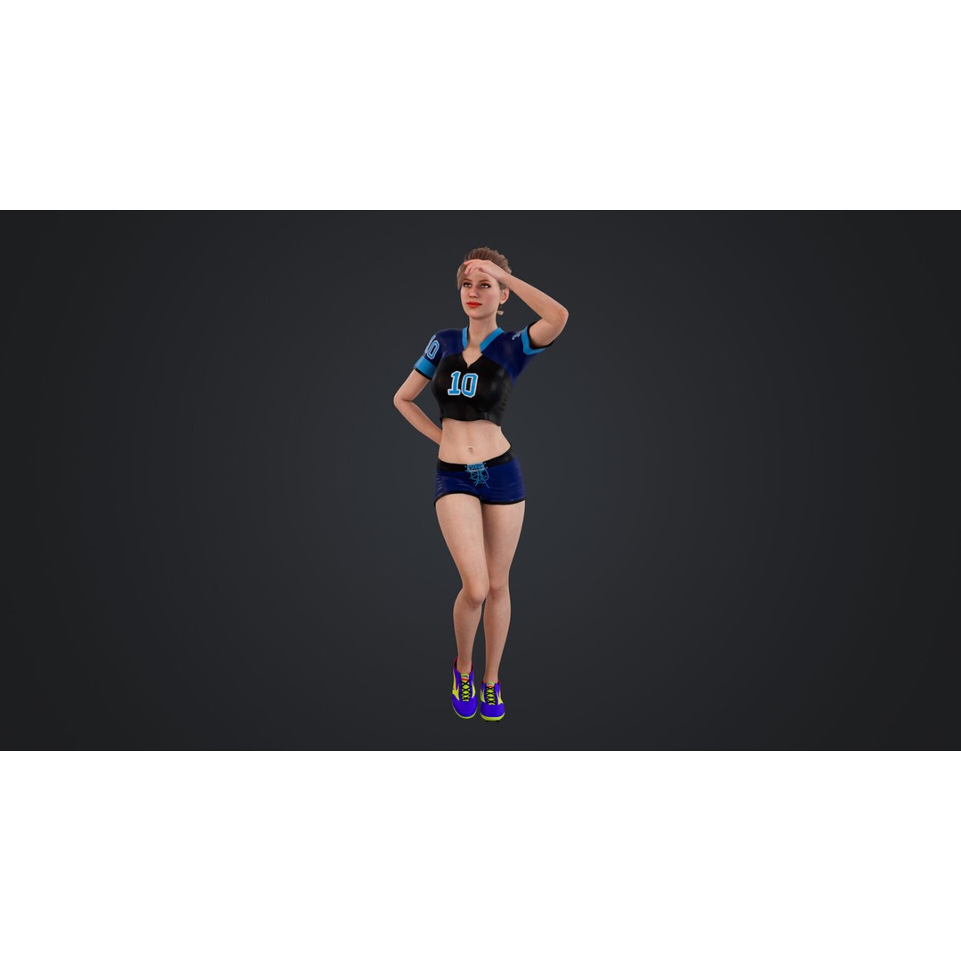 Football Babes 3D Model – High Poly Rigged Character, FBX, OBJ - View 5