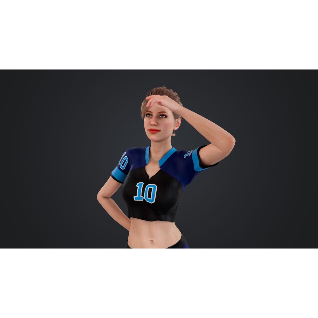Football Babes 3D Model – High Poly Rigged Character, FBX, OBJ - View 6