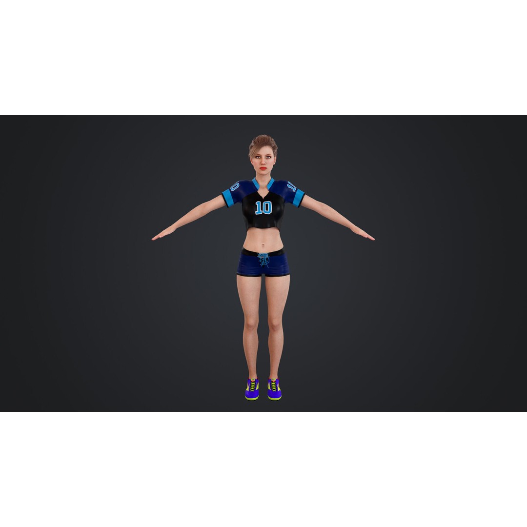 Football Babes 3D Model – High Poly Rigged Character, FBX, OBJ - View 7
