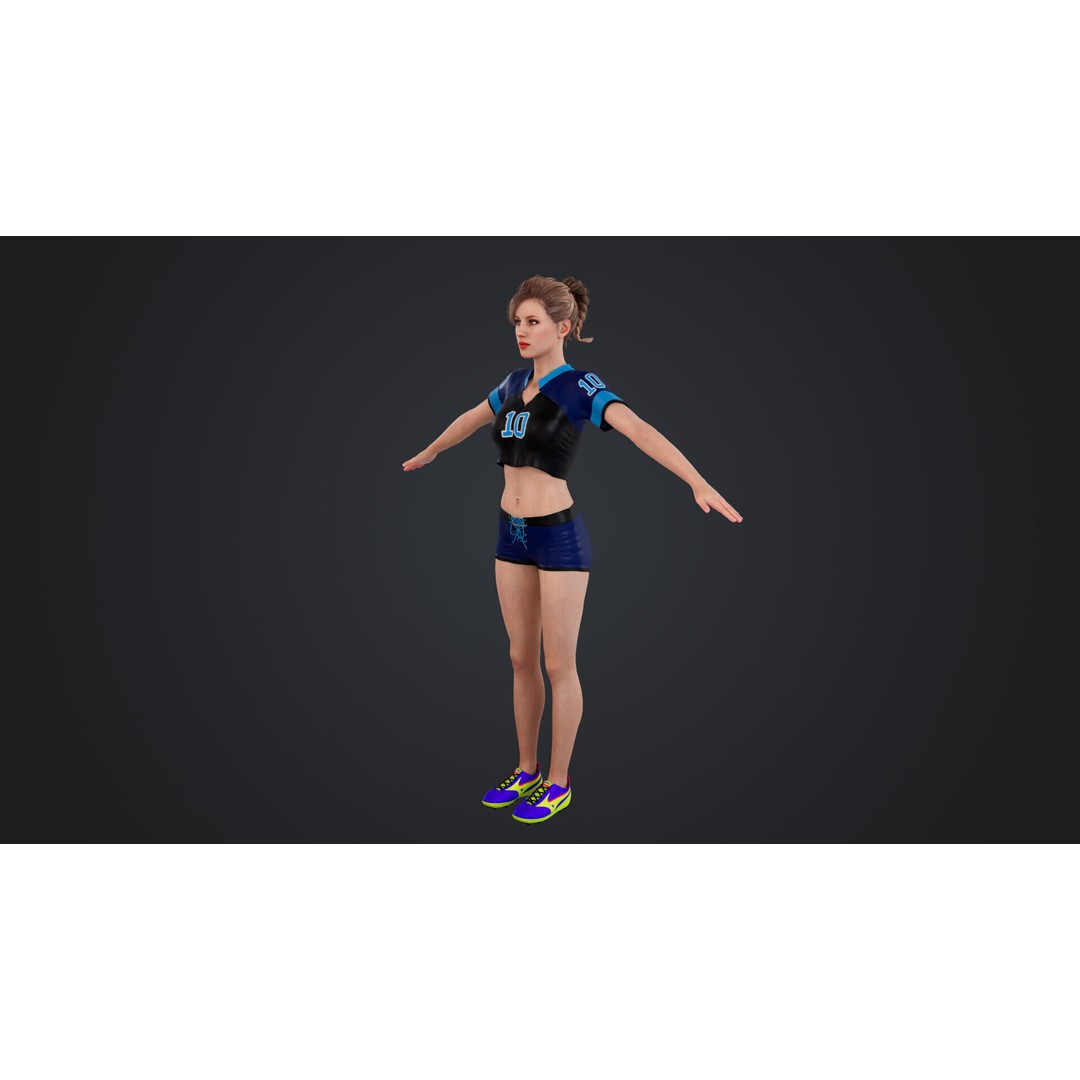 Football Babes 3D Model – High Poly Rigged Character, FBX, OBJ - View 8