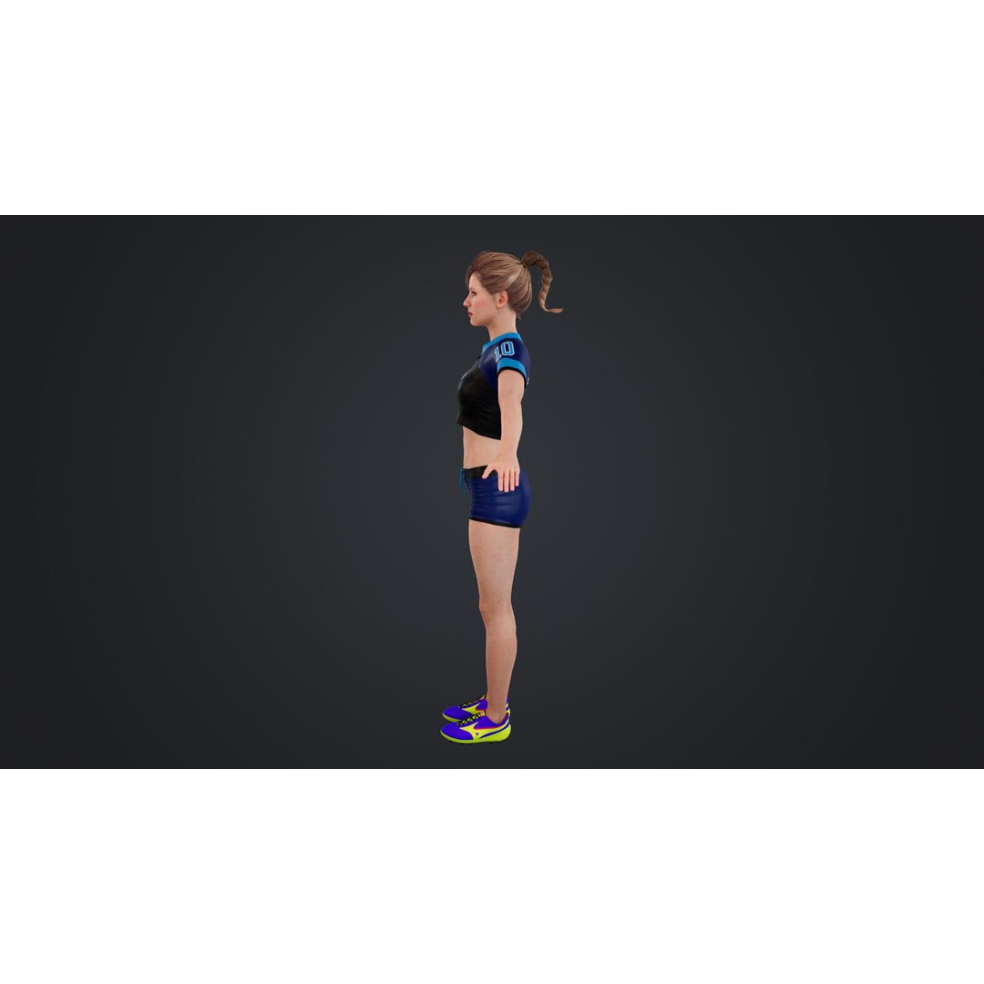 Football Babes 3D Model – High Poly Rigged Character, FBX, OBJ - View 9