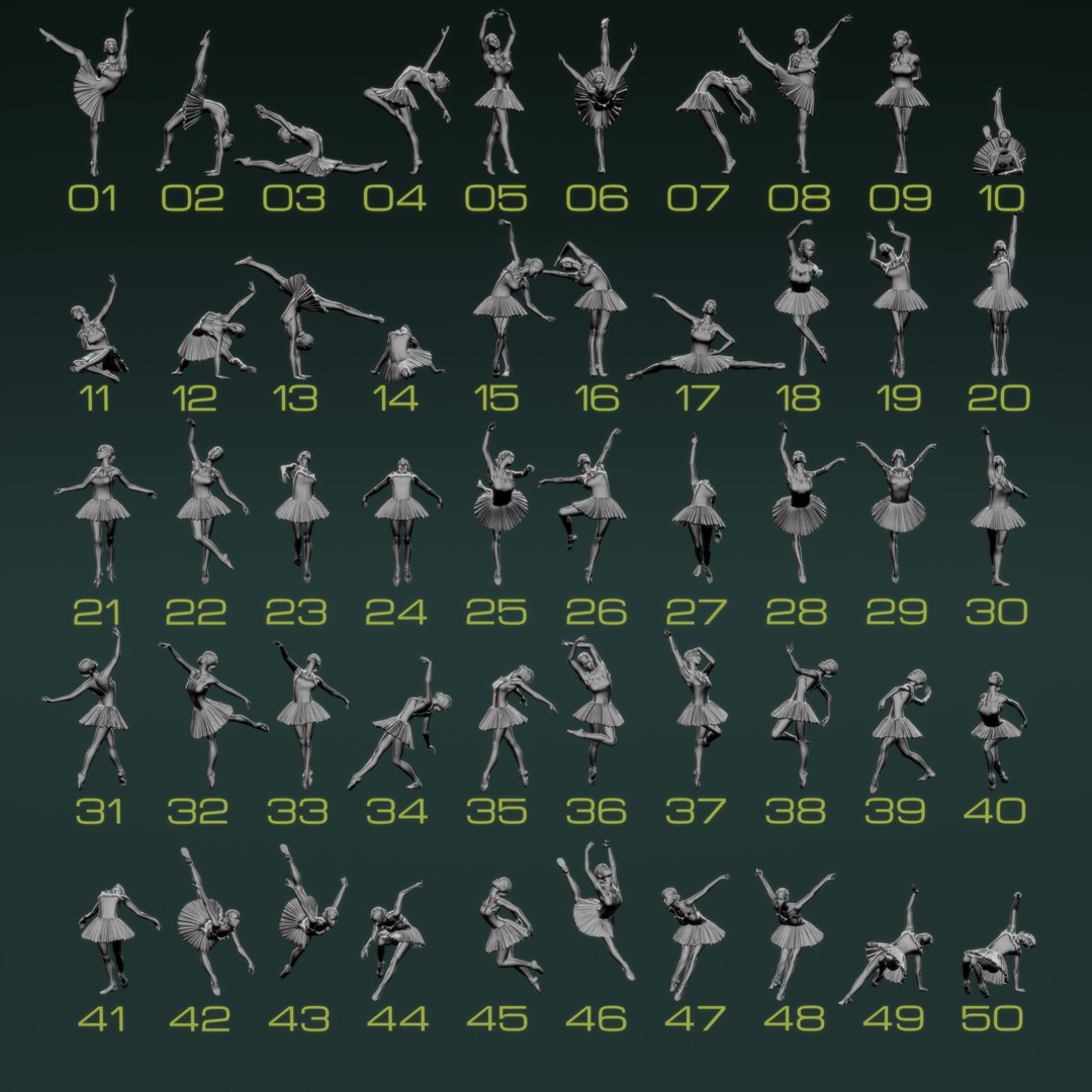 Ballerina 3D Model – High Poly Character for 3D Printing, STL & OBJ