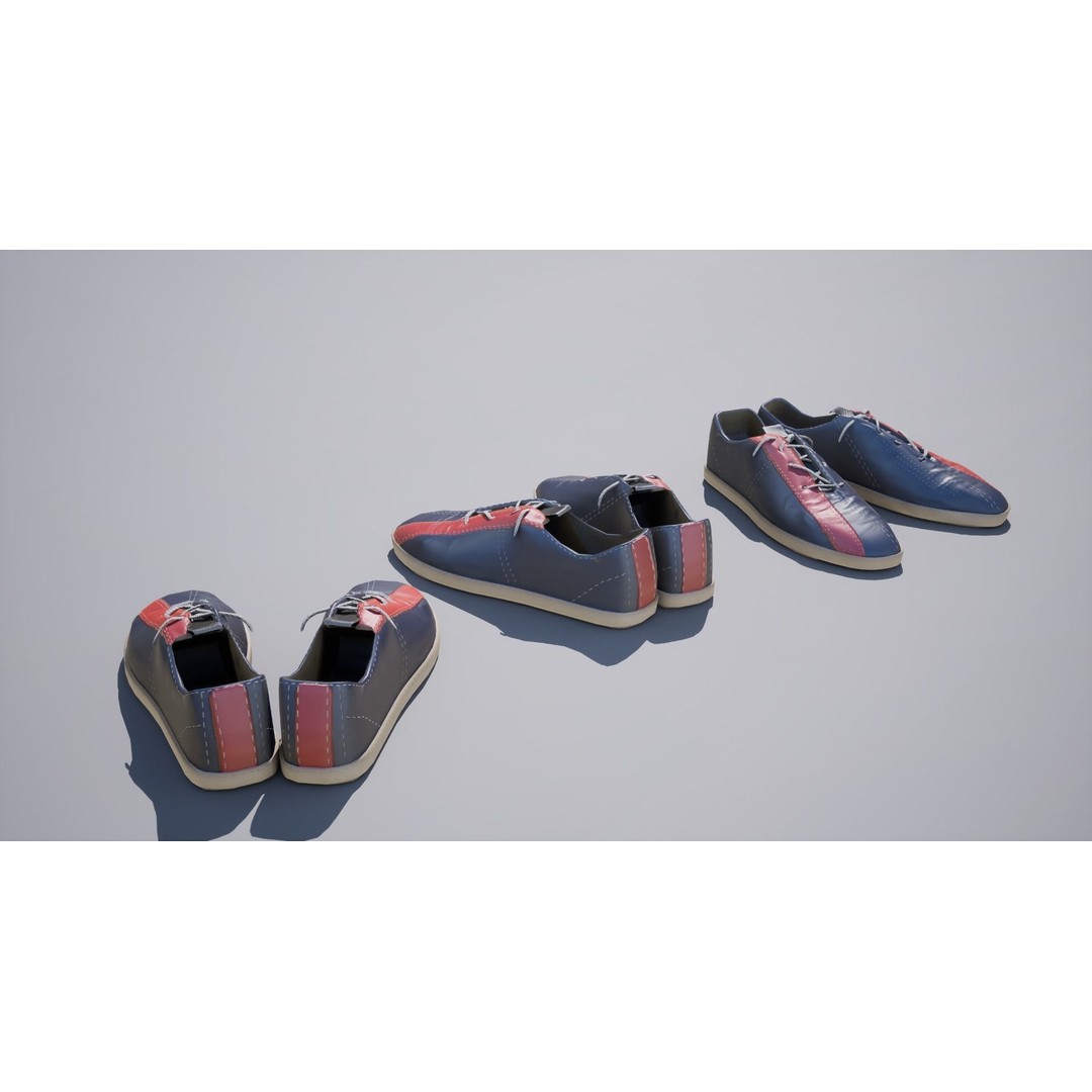 Bowling Shoes 3D Model – Low Poly Game-Ready Asset, FBX, OBJ