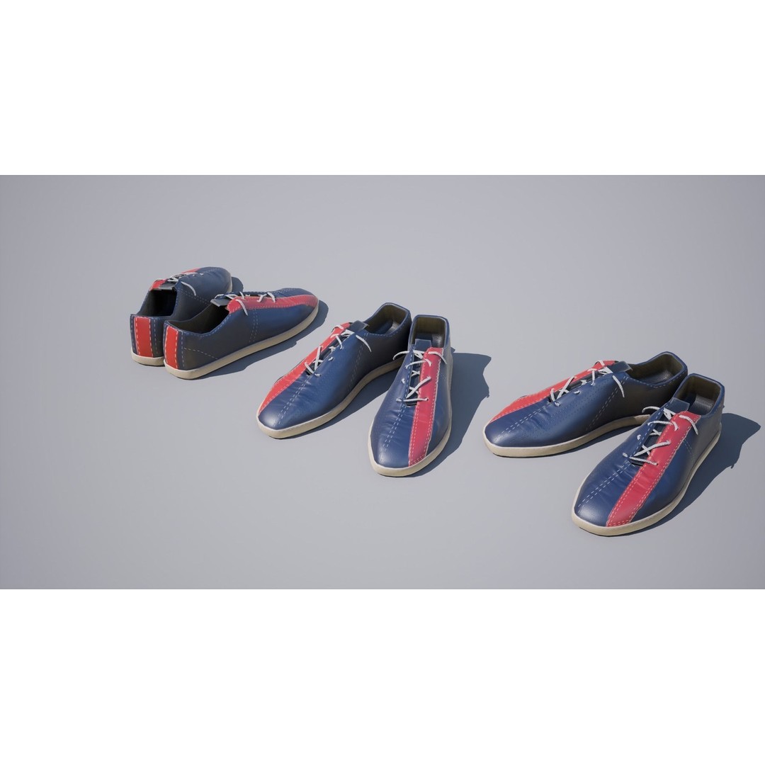 Bowling Shoes 3D Model – Low Poly Game-Ready Asset, FBX, OBJ - View 11