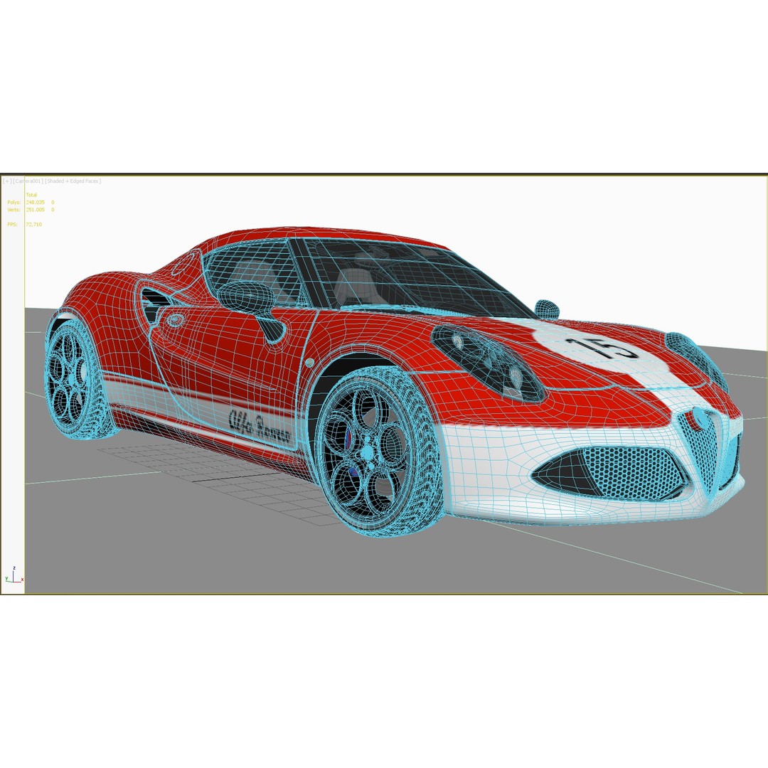 Alfa Romeo 4C Spider 3D Model – High Poly Game-Ready Asset, FBX, OBJ - View 10