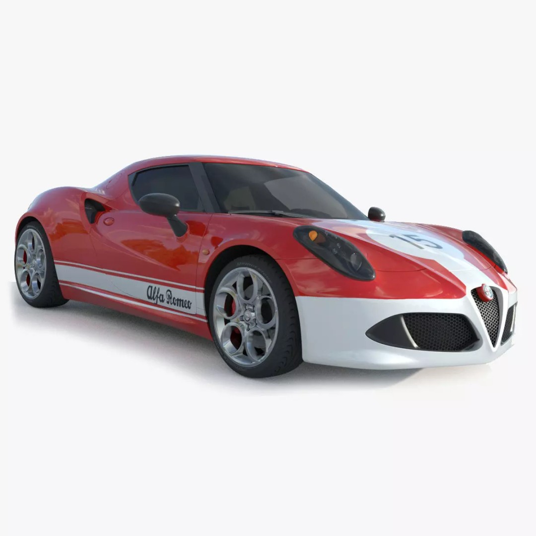 Alfa Romeo 4C Spider 3D Model – High Poly Game-Ready Asset, FBX, OBJ - View 2