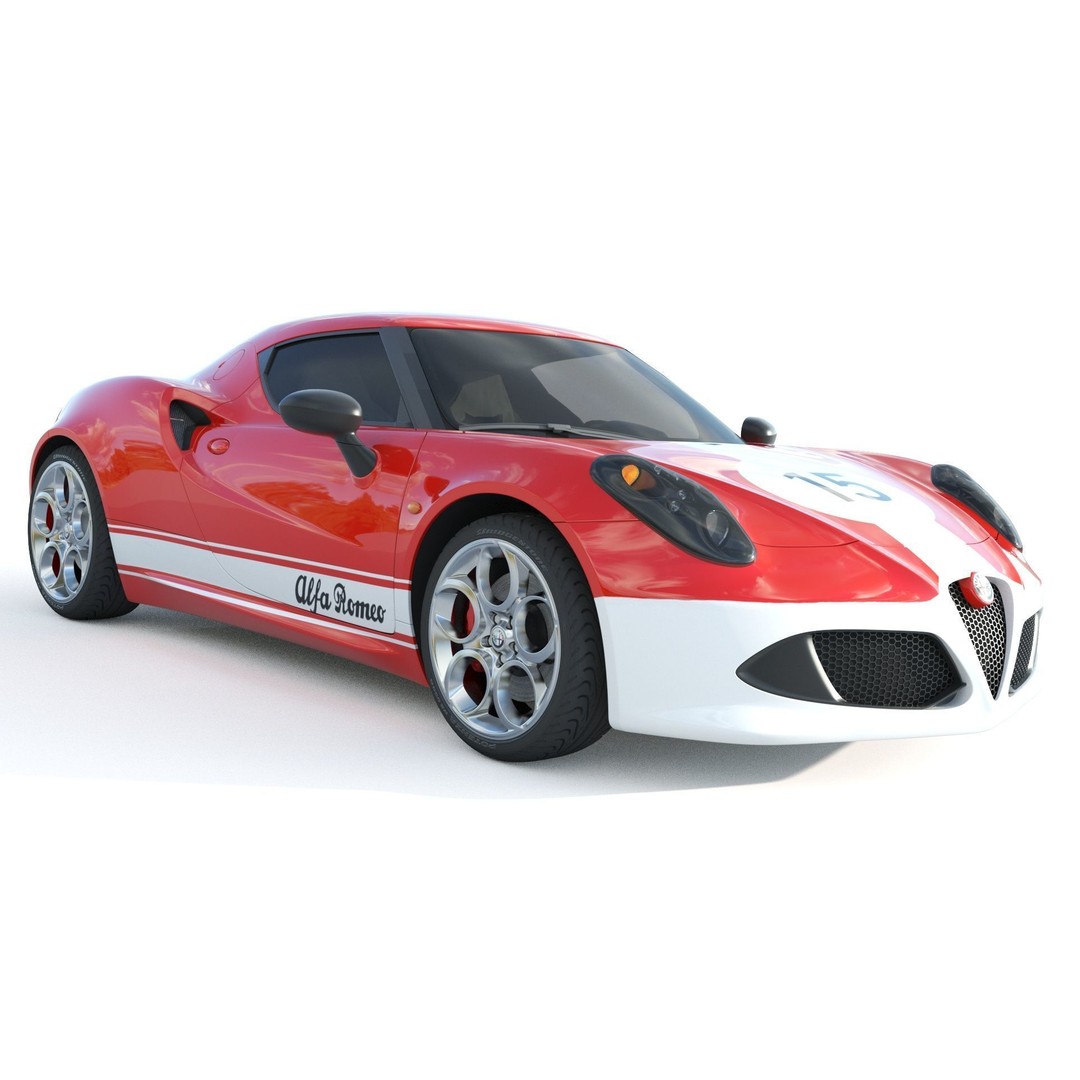 Alfa Romeo 4C Spider 3D Model – High Poly Game-Ready Asset, FBX, OBJ - View 3