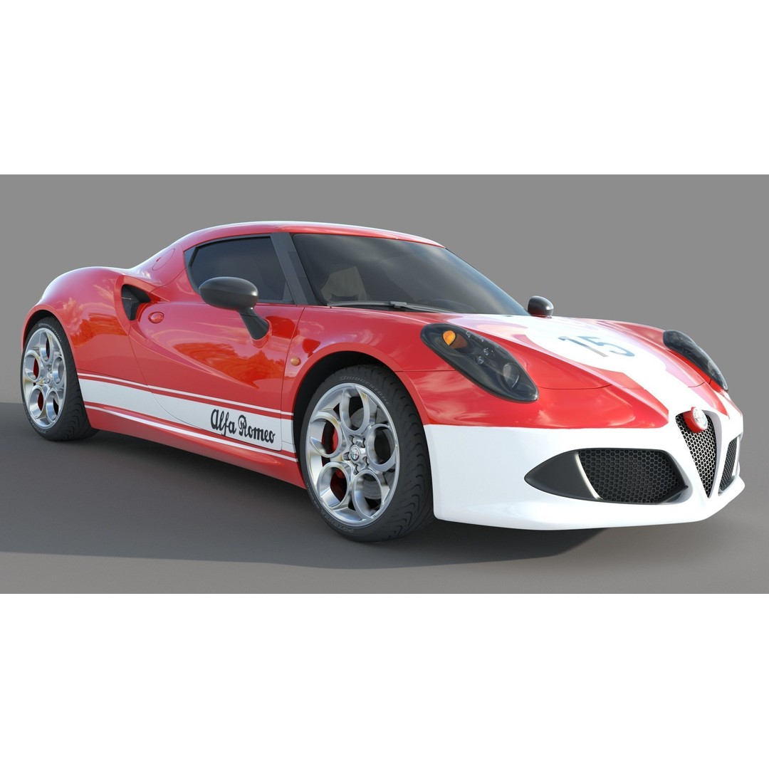Alfa Romeo 4C Spider 3D Model – High Poly Game-Ready Asset, FBX, OBJ - View 4