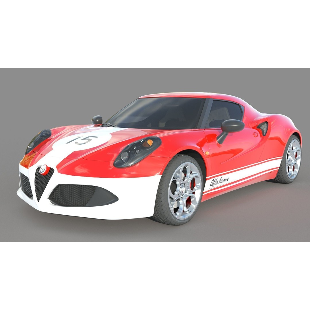 Alfa Romeo 4C Spider 3D Model – High Poly Game-Ready Asset, FBX, OBJ - View 6