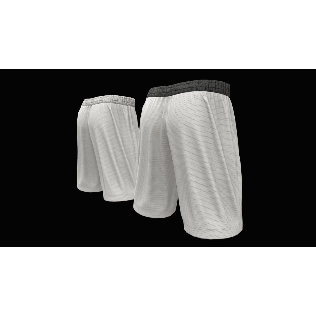 White Shorts 3D Model – Low Poly Game Ready Asset, FBX, OBJ - View 10