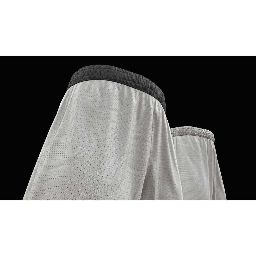White Shorts 3D Model – Low Poly Game Ready Asset, FBX, OBJ - View 11
