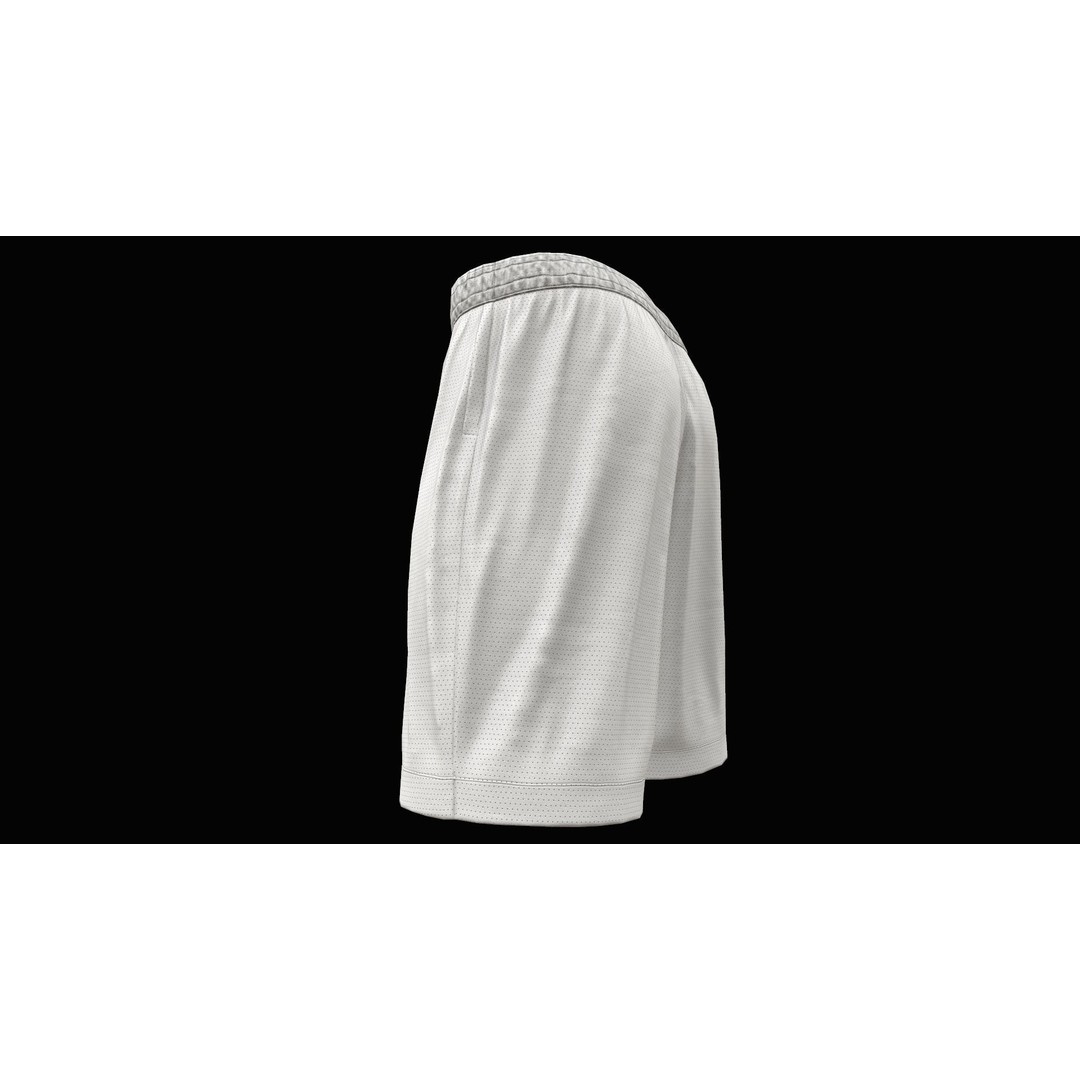 White Shorts 3D Model – Low Poly Game Ready Asset, FBX, OBJ - View 13