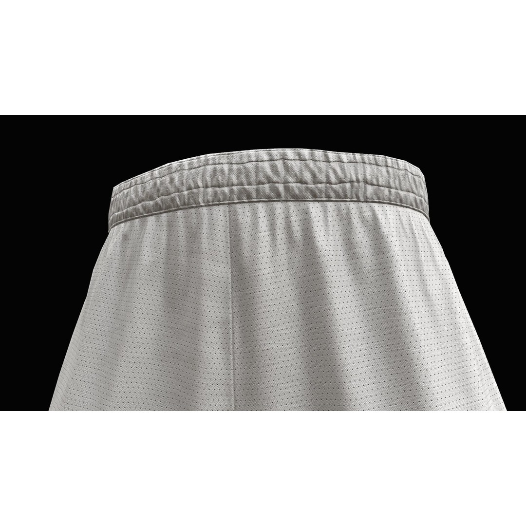 White Shorts 3D Model – Low Poly Game Ready Asset, FBX, OBJ - View 15