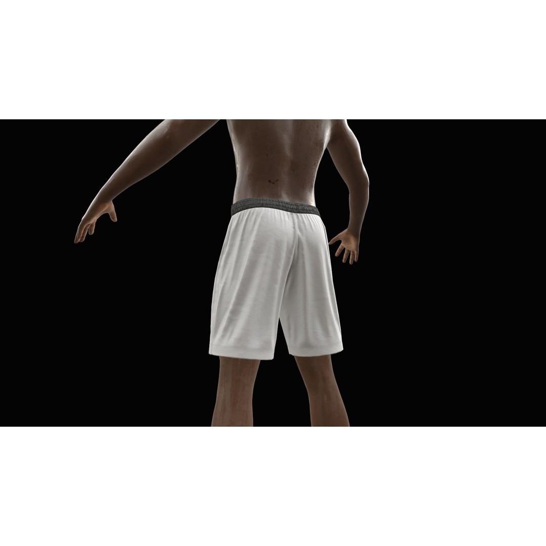 White Shorts 3D Model – Low Poly Game Ready Asset, FBX, OBJ - View 18