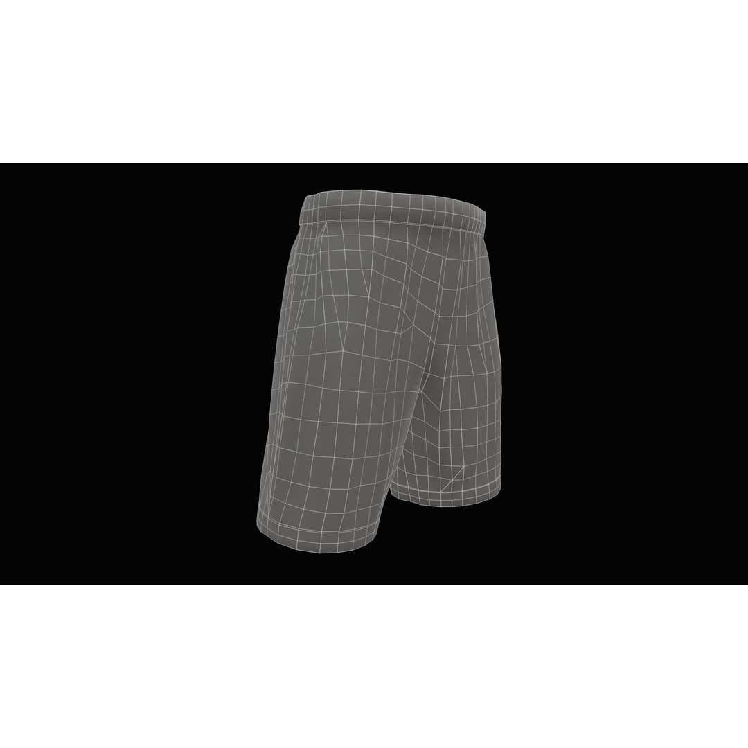 White Shorts 3D Model – Low Poly Game Ready Asset, FBX, OBJ - View 20