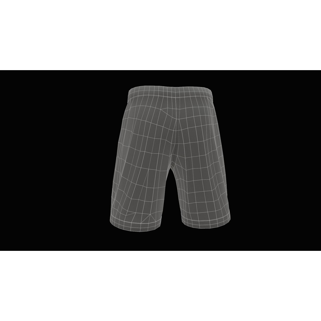 White Shorts 3D Model – Low Poly Game Ready Asset, FBX, OBJ - View 23