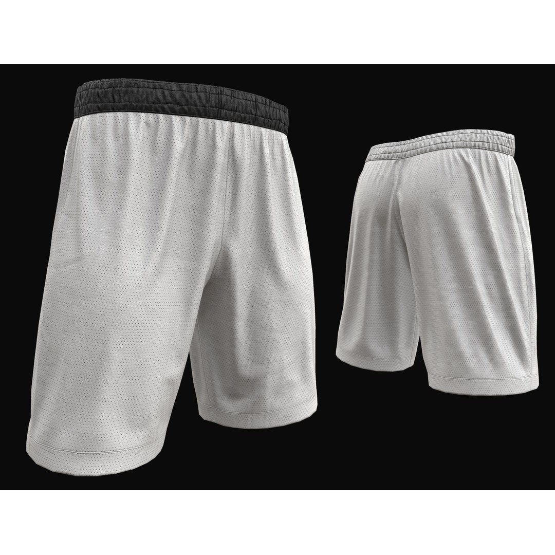 White Shorts 3D Model – Low Poly Game Ready Asset, FBX, OBJ - View 3