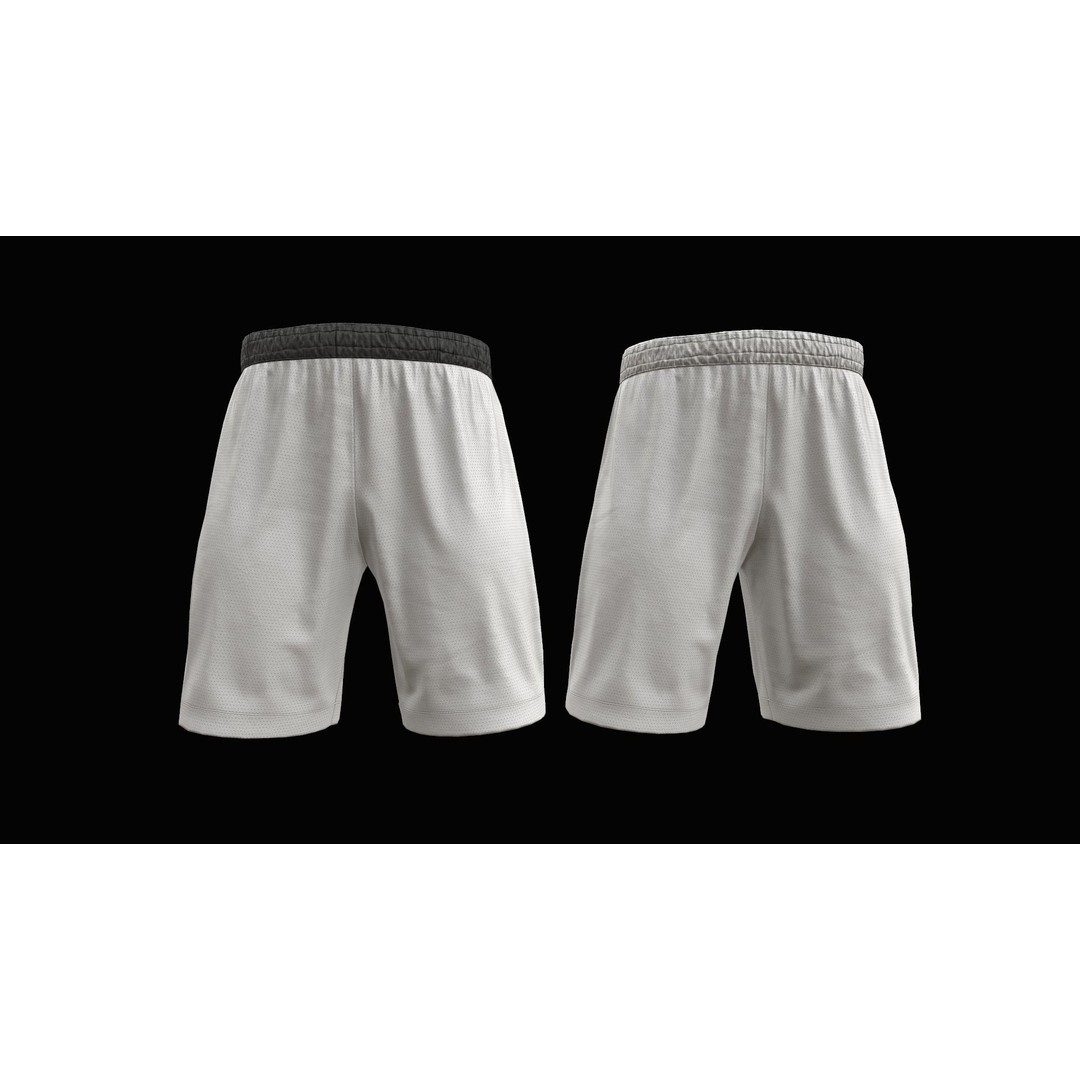 White Shorts 3D Model – Low Poly Game Ready Asset, FBX, OBJ - View 6