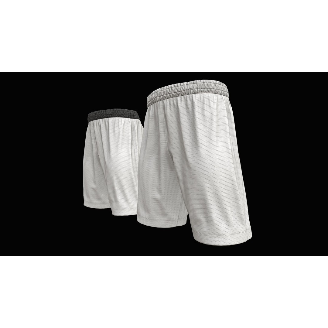 White Shorts 3D Model – Low Poly Game Ready Asset, FBX, OBJ - View 7