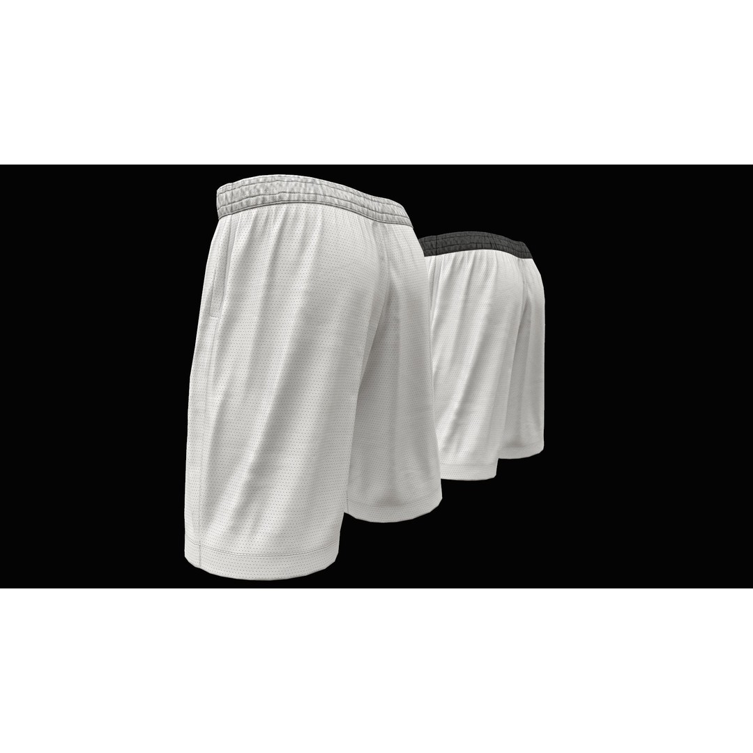 White Shorts 3D Model – Low Poly Game Ready Asset, FBX, OBJ - View 8